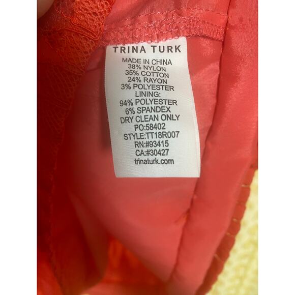Trina Turk Ellington Lace Knit Dress Coral size Medium - Picture 6 of 8